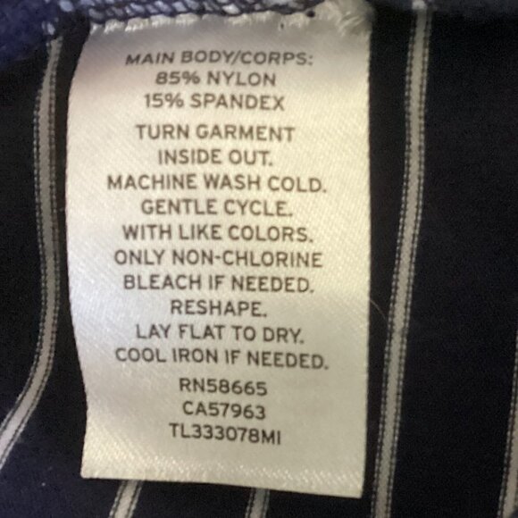 Leith Striped Tank Top Navy Blue & White Cutout Sz S #159J - Picture 8 of 8